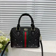 Sac fourre-tout à rayures et strass de créateur, sac à main quotidien