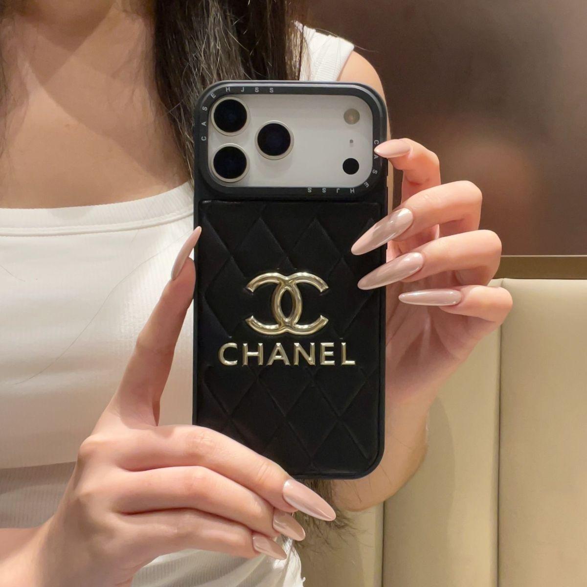 Luxury Leather CC iPhone Case For iPhone 17 Series Black-RCCC165