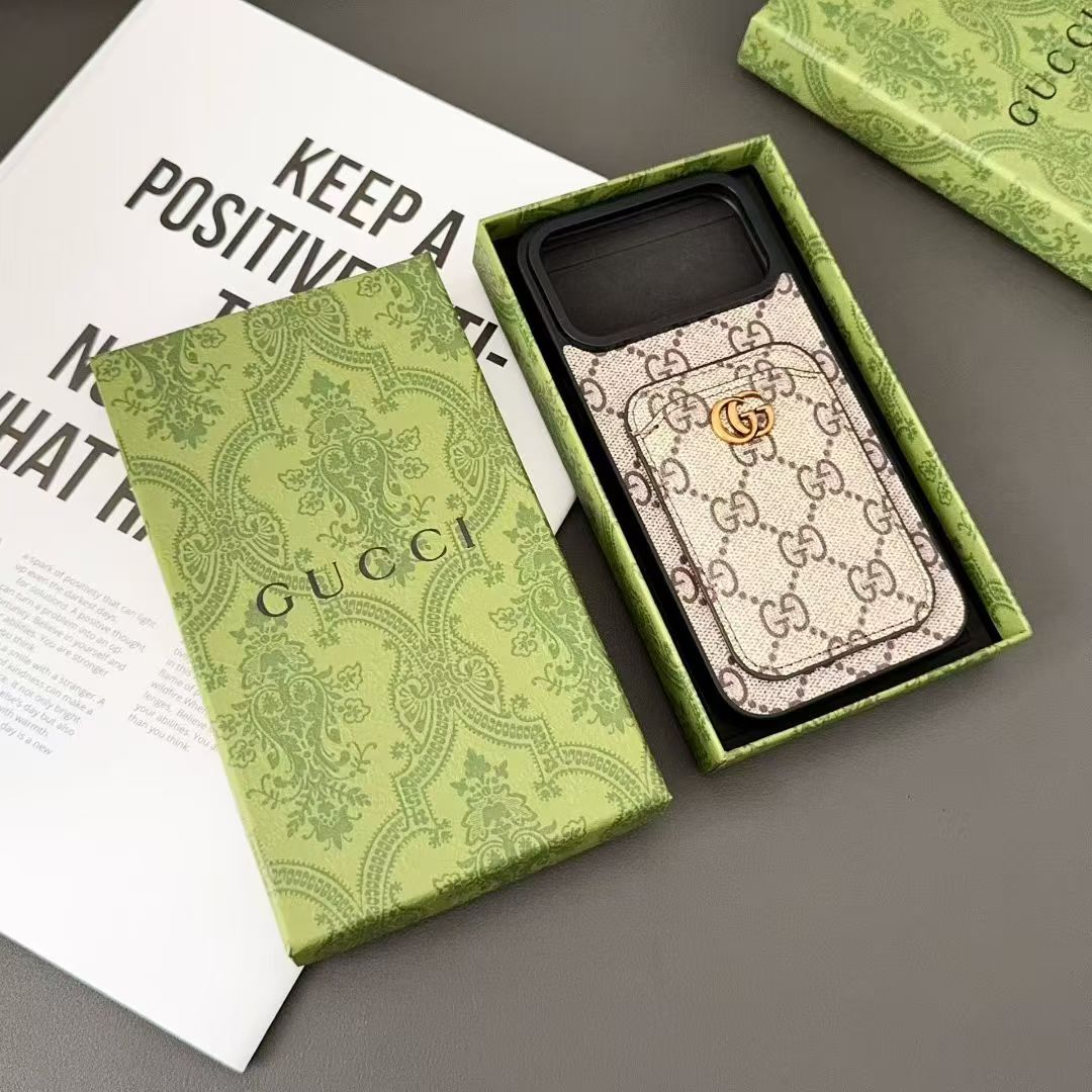 Elegant GG iPhone Case With Card Holder For iPhone 17 Series-RCGG180