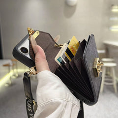 Refined Leather Monogram iPhone Case With Wallet And Crossbody Strap For iPhone 17 Series-RCLV173