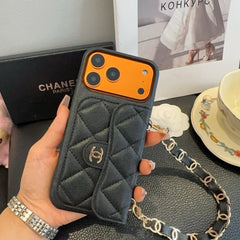 Elegant Leather CC iPhone Case With Wallet And Crossbody Strap-RCCC163