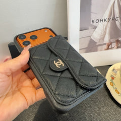 Elegant Leather CC iPhone Case With Wallet And Crossbody Strap-RCCC163