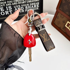 Leather Monogram Key Ring Bag Charm-RCLV221