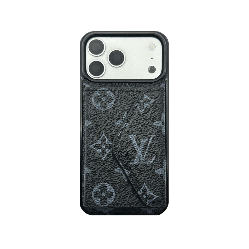 Elegant Leather Monogram iPhone Case With Wallet Big Printing For iPhone 17 Series-RCLV084 - Runycase