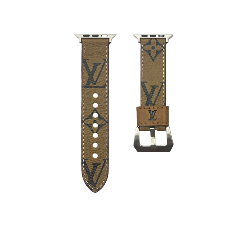Monogram Leather Apple Watch Band Small Printing-RCLV040 - Runycase