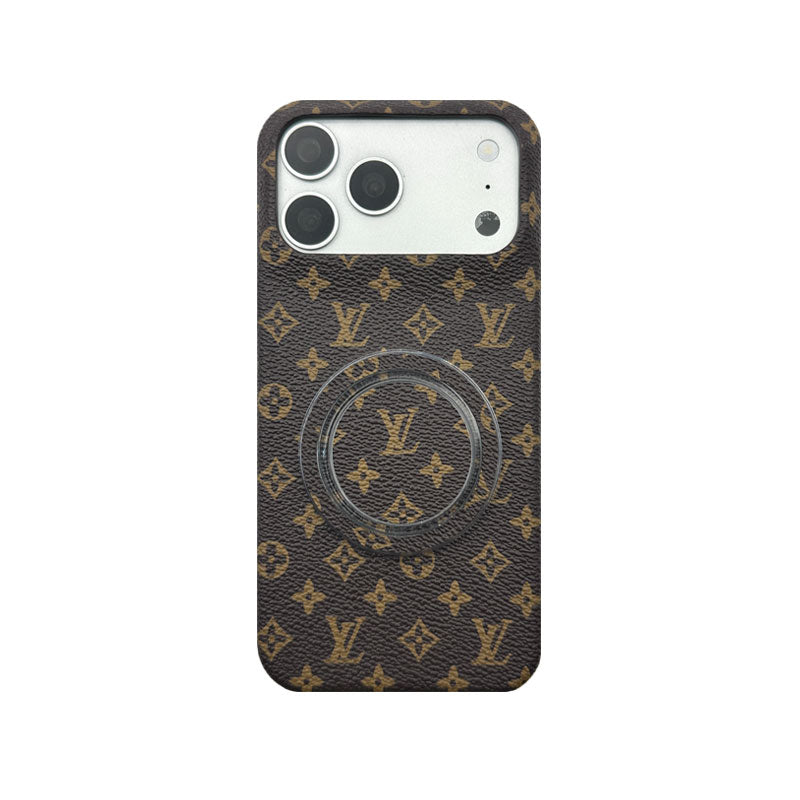 Luxury Leather Monogram iPhone Case With Magnetic Stand Big Printing For iPhone 17 Series-RCLV069 - Runycase