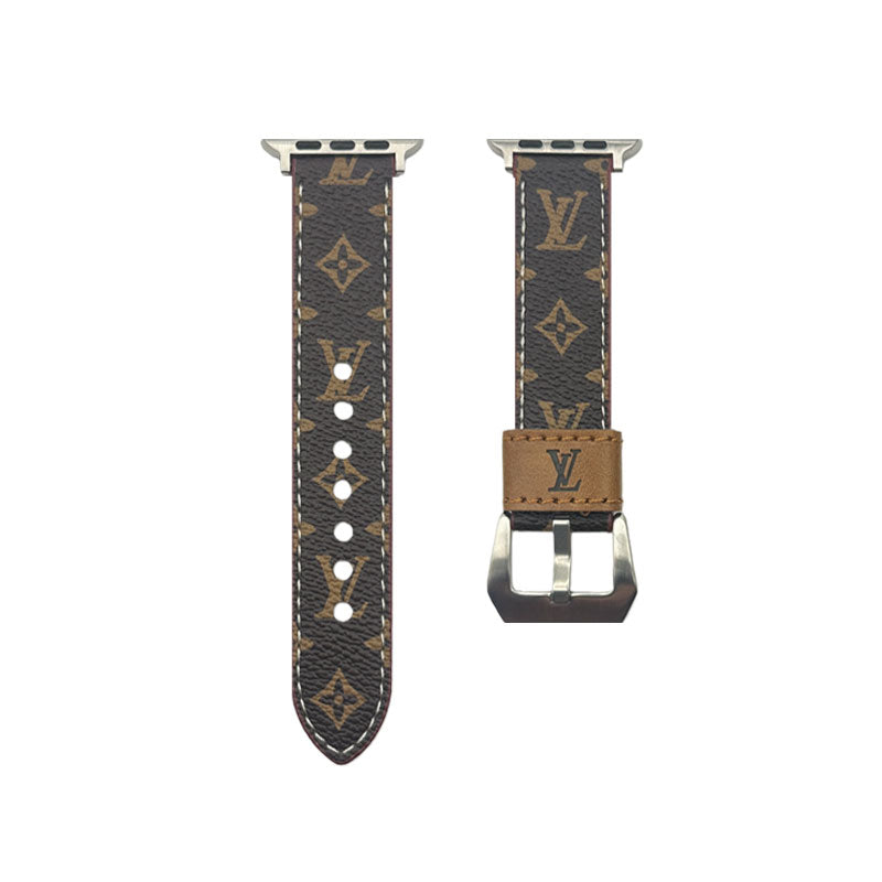 Monogram Elegant Leather Apple Watch Band Big Printing-RCLV039 - Runycase