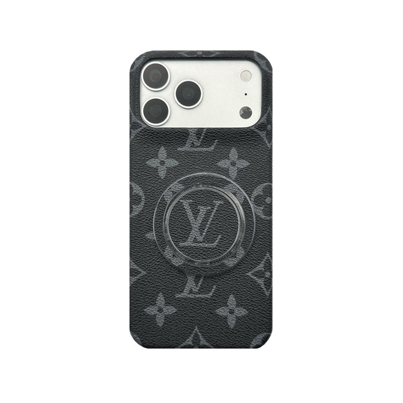 Luxury Leather Monogram iPhone Case With Magnetic Stand Big Printing For iPhone 17 Series-RCLV069 - Runycase