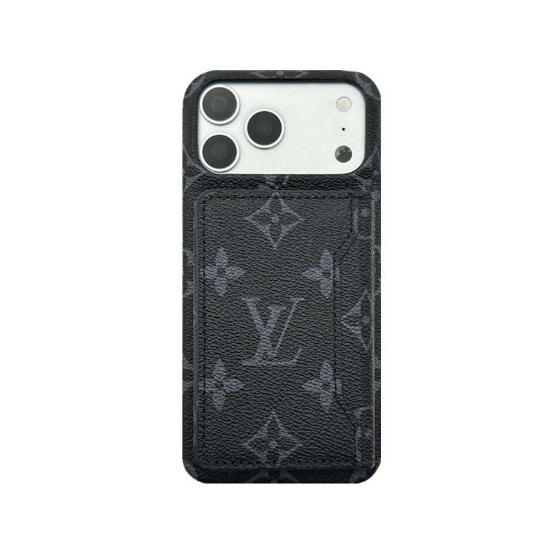 Luxury Leather Monogram iPhone Case With Magnetic Wallet Small Printing For iPhone 17 Series-RCLV079 - Runycase