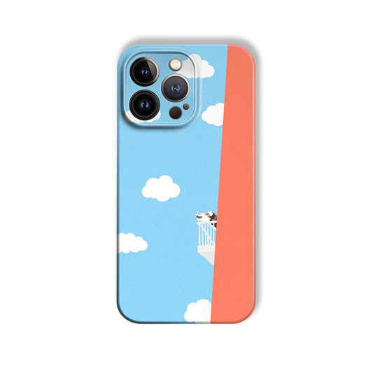 Cat On The Balcony Phone Case For iPhone Blue-635120591703