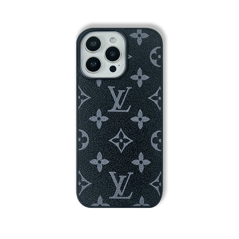 Monogram Elegant Leather iPhone Case Black Printing -RCLV038