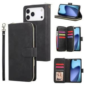 Leather iPhone Case With Card Holder And Strap - Runycase