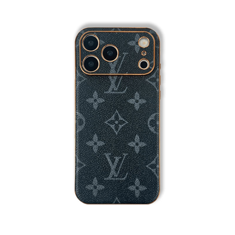 Monogram Luxury Leather iPhone Case Black Printing -RCLV033