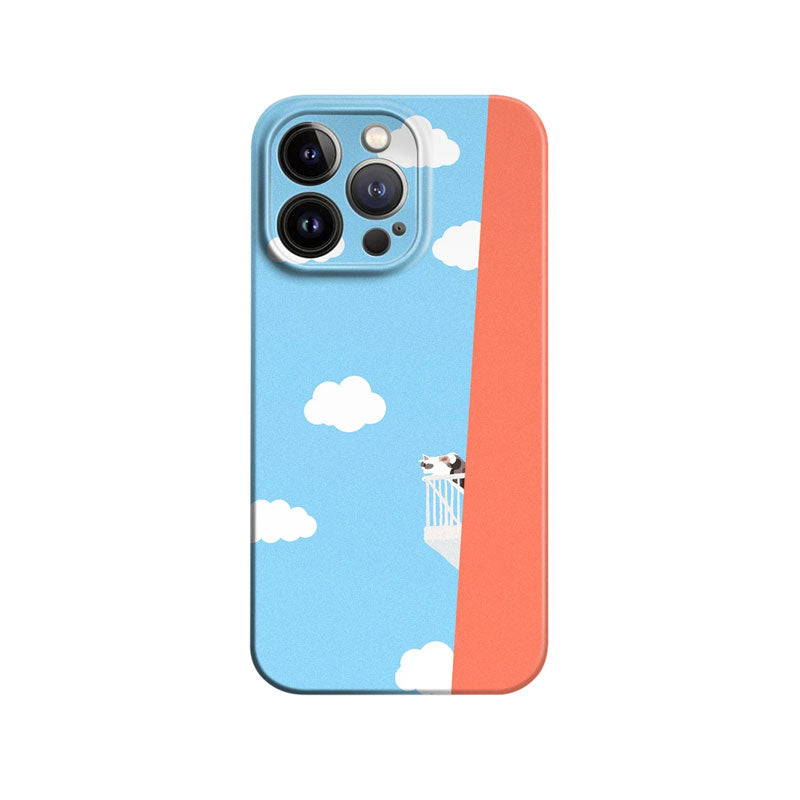 Cat On The Balcony Phone Case For iPhone Blue-635120591703