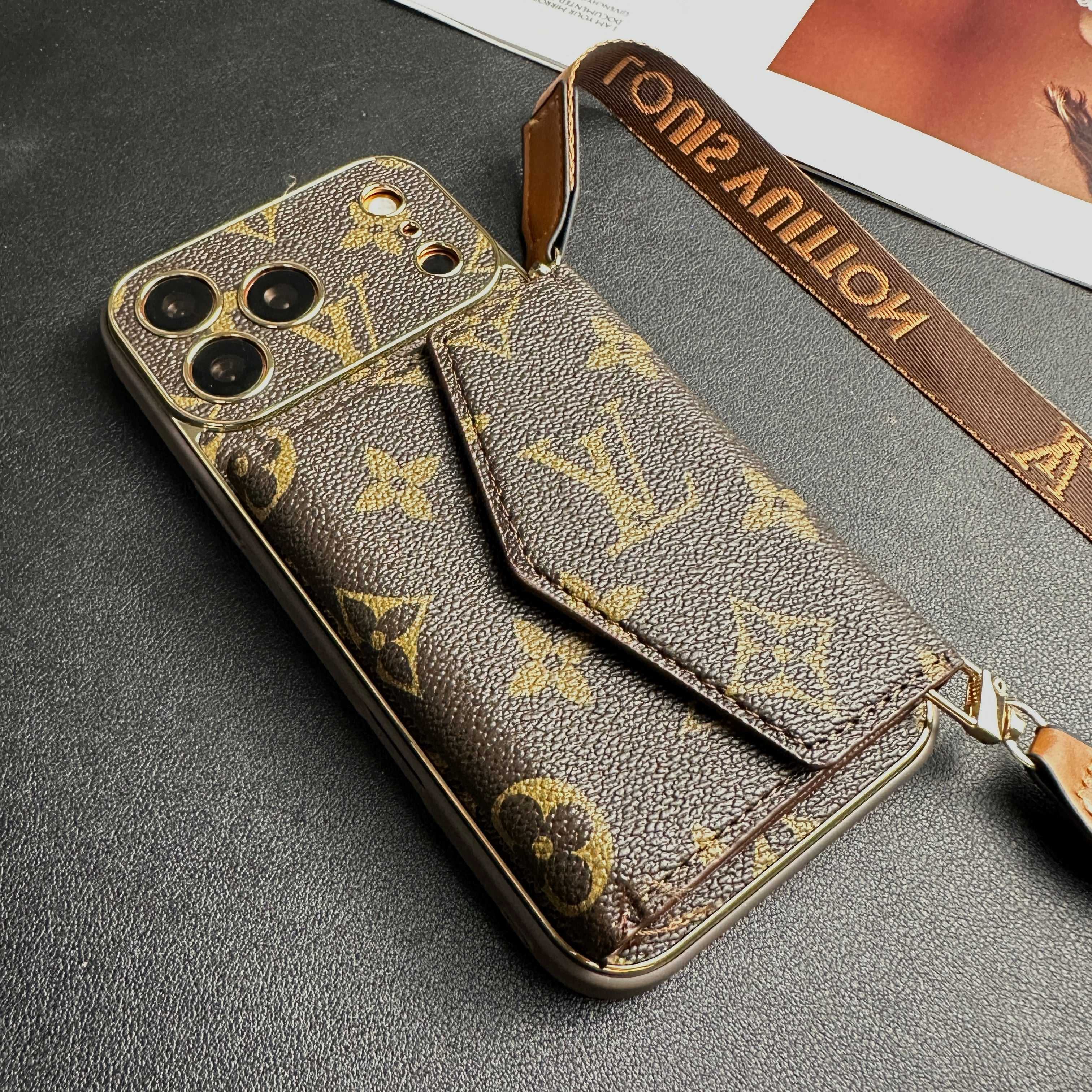 High-quality Monogram iPhone Case With Wallet And Crossbody Strap For iPhone 17 Series-RCLV134