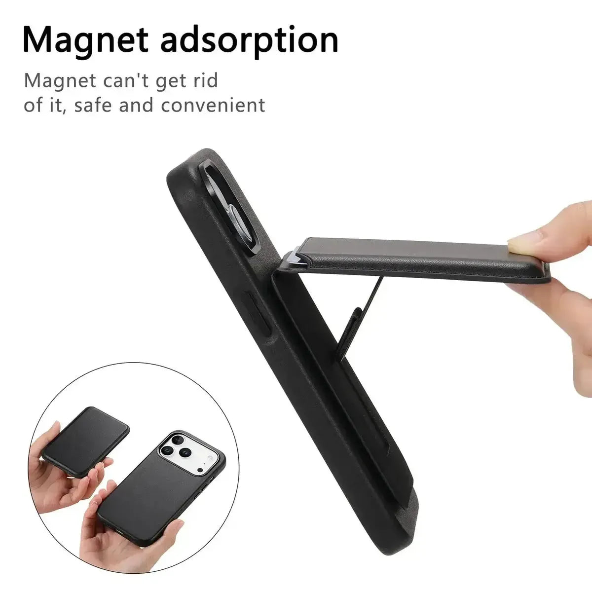 MagSafe Compatible Leather Phone Case with Magnetic Card Holder - Runycase