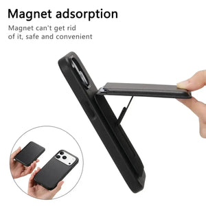 MagSafe Compatible Leather Phone Case with Magnetic Card Holder - Runycase