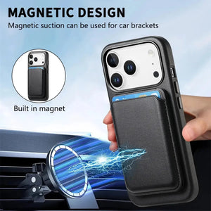 MagSafe Compatible Leather Phone Case with Magnetic Card Holder - Runycase