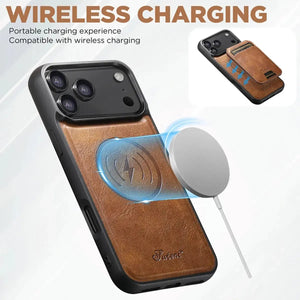 Premium Leather MagSafe Case with Detachable Magnetic Wallet Card Slot - Runycase