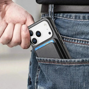 MagSafe Compatible Leather Phone Case with Magnetic Card Holder - Runycase