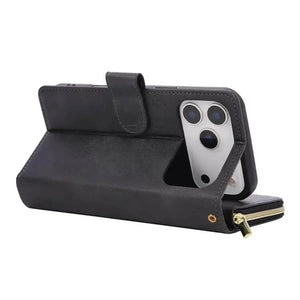 Leather iPhone Case With Card Holder And Strap - Runycase