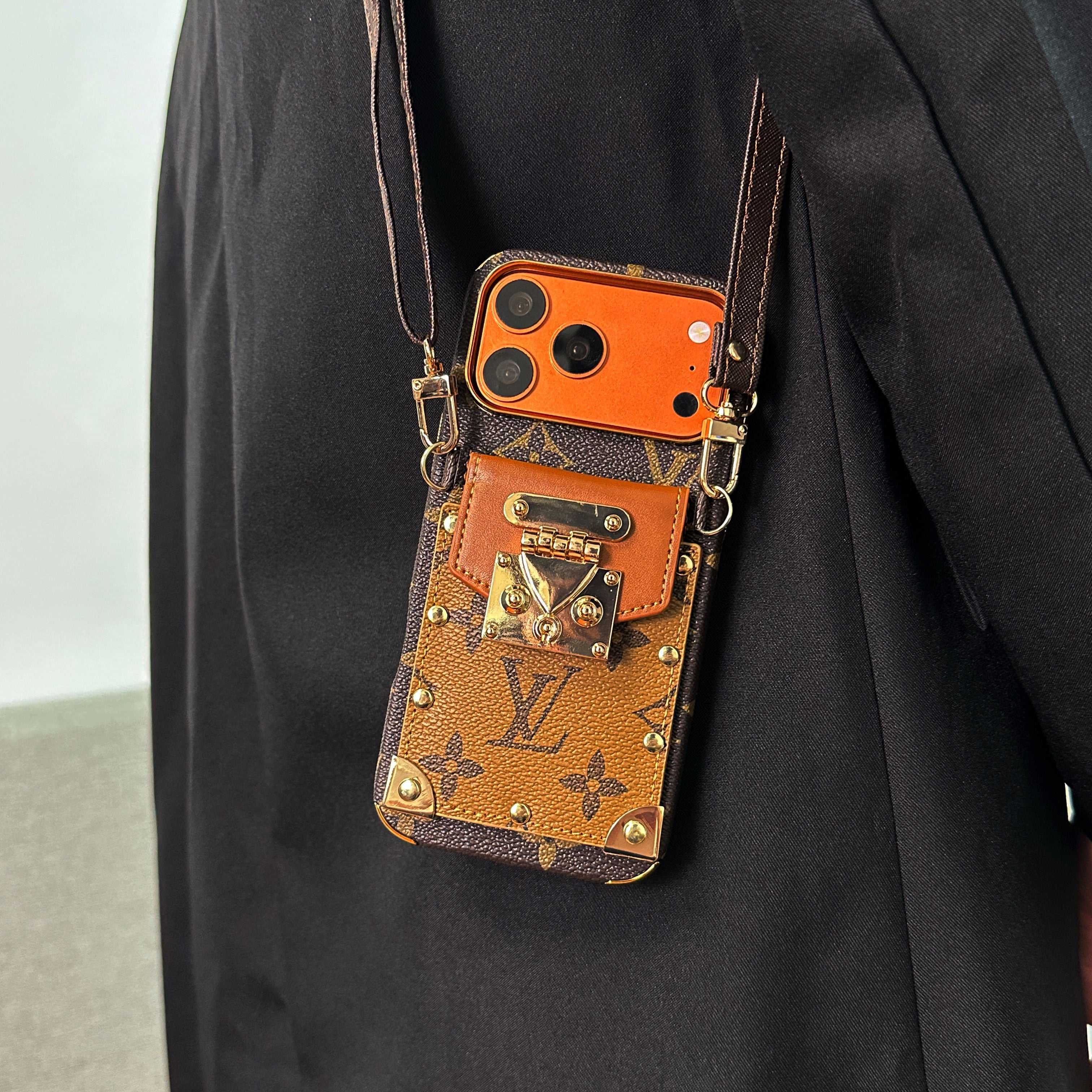 Refined leather  Monogram iPhone Case With Wallet And Crossbody Strap For iPhone 17 Series Brown-RCLV138