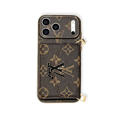 Étui iPhone Monogramme en Cuir de Luxe avec Portefeuille et Bandoulière pour iPhone 17 Series-RCLV190