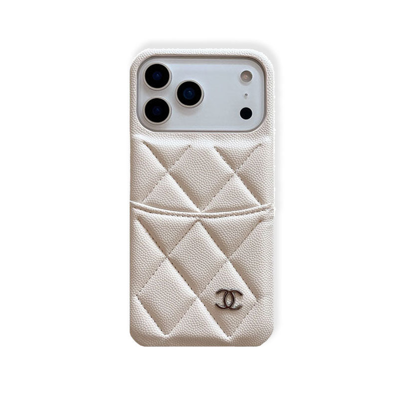 Étui iPhone en cuir de luxe avec porte-cartes blanc pour iPhone 17 Series-RCCC158