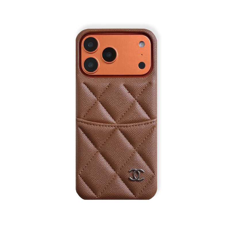 Classic Leather CC iPhone Case With Card Holder Brown For iPhone 17 Series-RCCC162