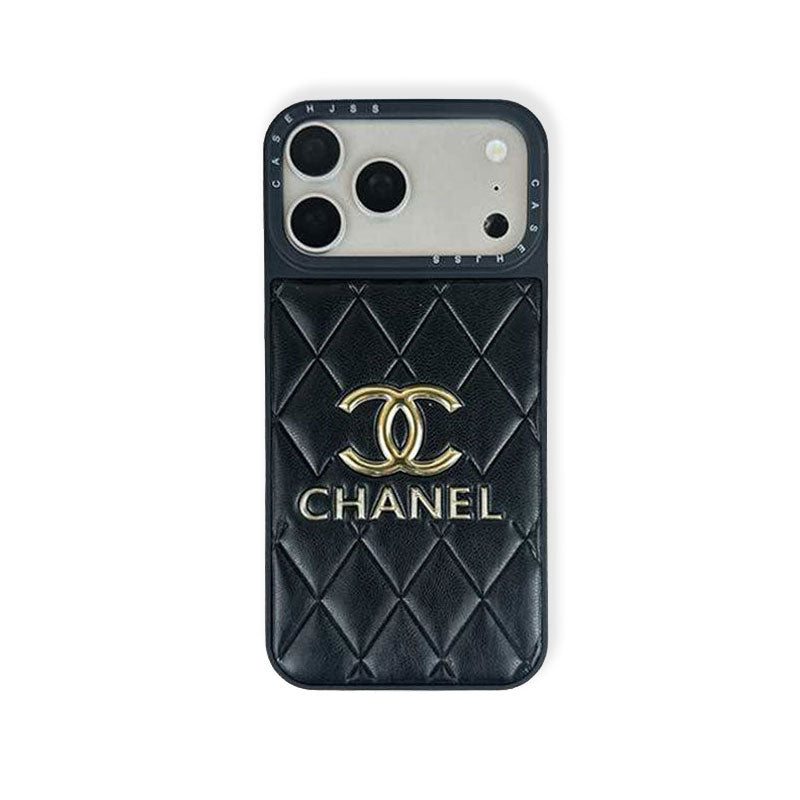 Luxury Leather CC iPhone Case For iPhone 17 Series Black-RCCC165