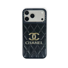 Étui iPhone en cuir de luxe CC pour la série iPhone 17 Noir-RCCC165