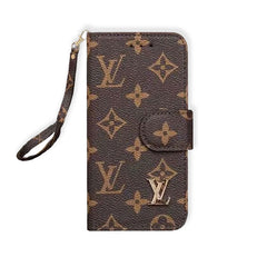 Coque Monogram classique Folio iPhone avec portefeuille et dragonne grande impression-RCLV169