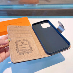 Classic  Folio Monogram iPhone Case With Wallet And Strap Big Printing-RCLV169