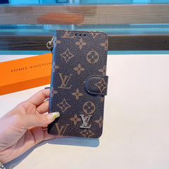 Coque Monogram classique Folio iPhone avec portefeuille et dragonne grande impression-RCLV169