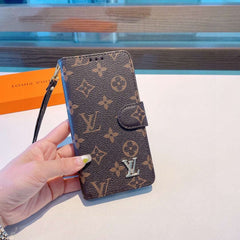 Classic  Folio Monogram iPhone Case With Wallet And Strap Big Printing-RCLV169