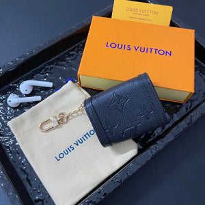 Premium Leather Monogram AirPods Cases Black Printing-RCLV125