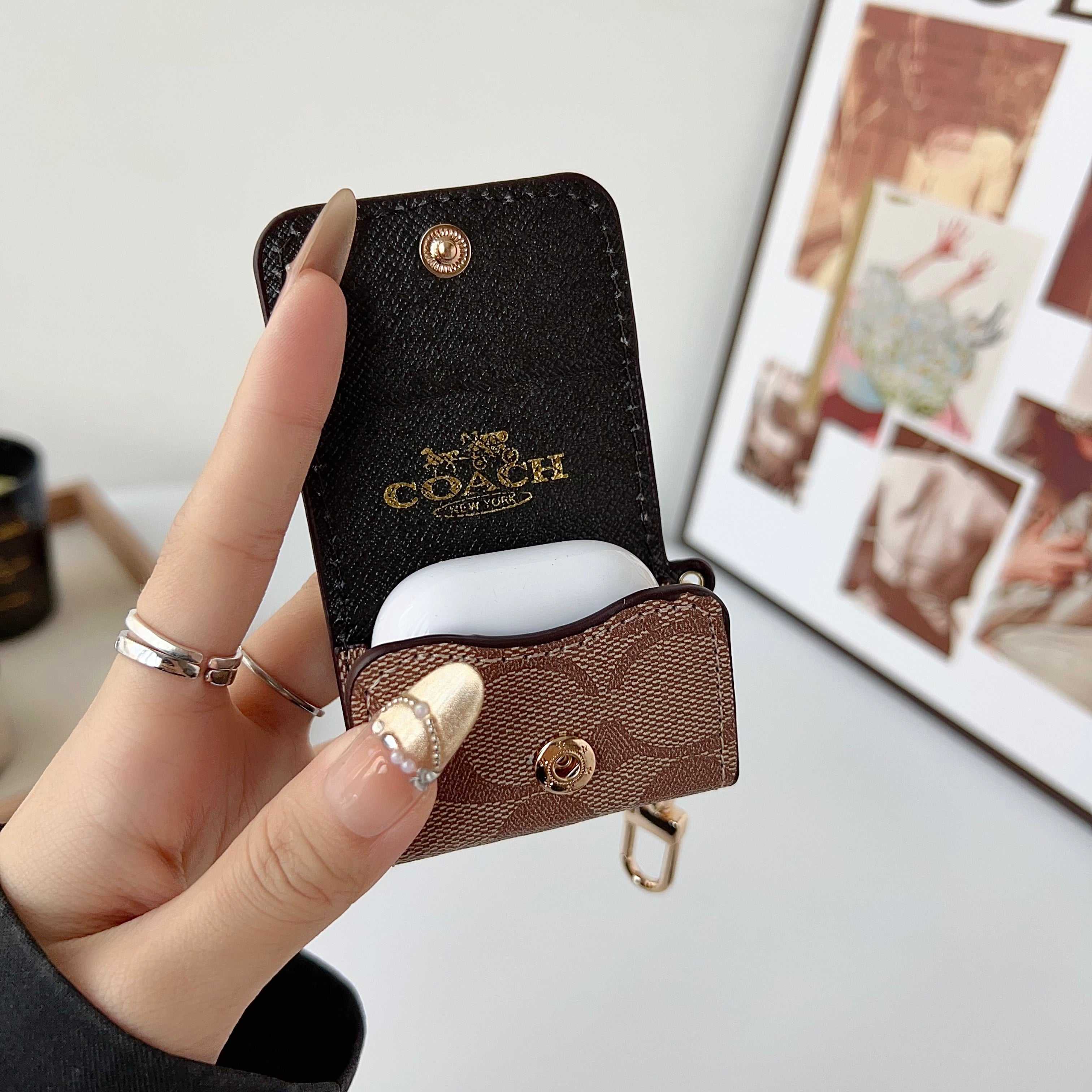 Leather CH AirPods Cases Coffee-RCCH129