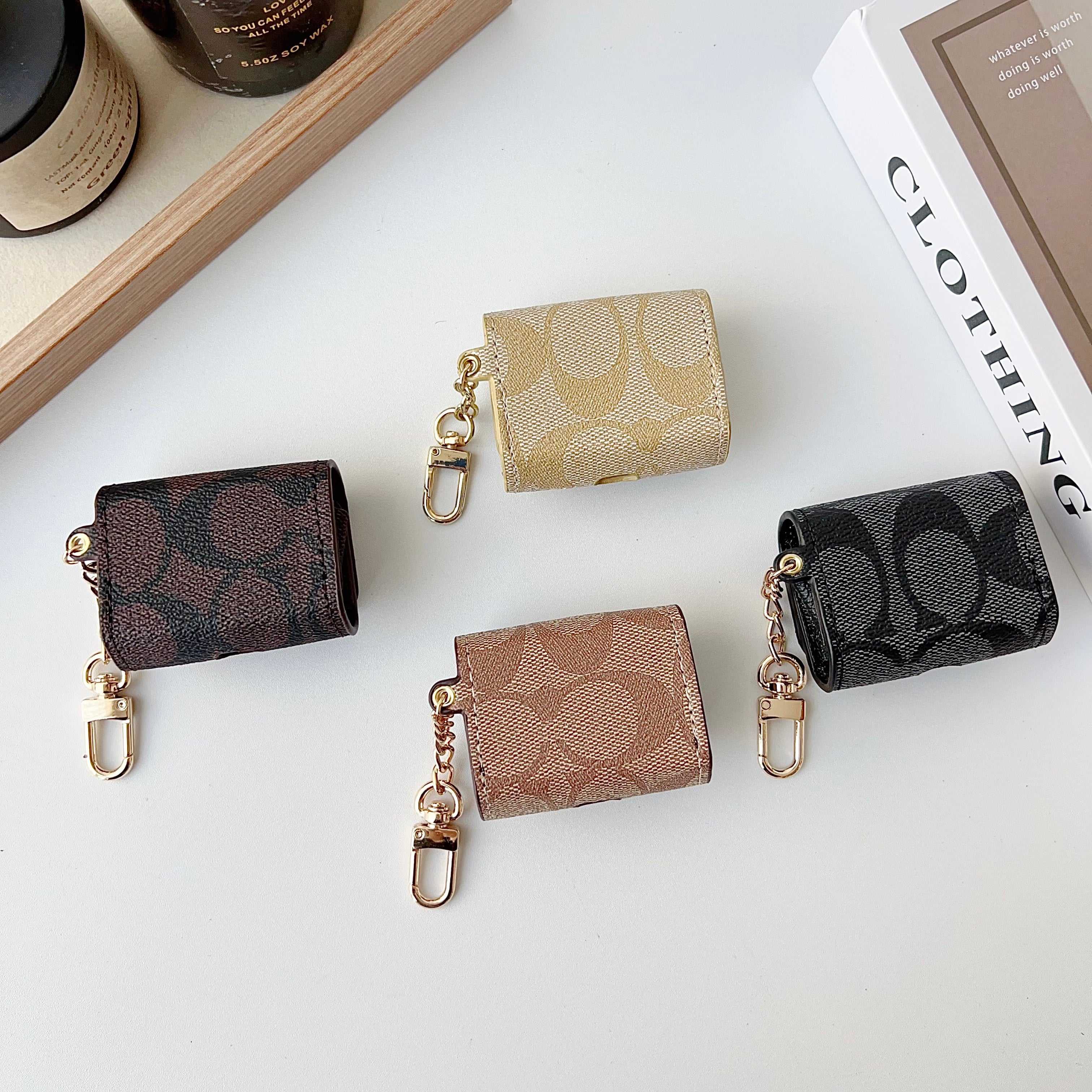 Leather CH AirPods Cases Coffee-RCCH129