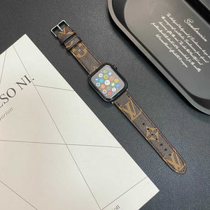 Refined Leather Monogram Apple Watch Band Big Printing-RCLV109 - Runycase