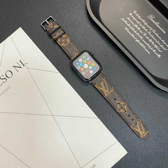 Refined Leather Monogram Apple Watch Band Big Printing-RCLV109 - Runycase