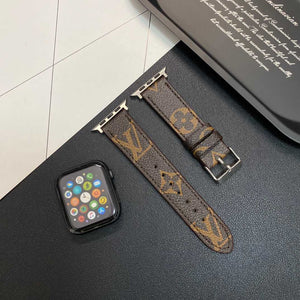 Refined Leather Monogram Apple Watch Band Big Printing-RCLV109 - Runycase