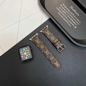 Premium Leather Monogram Apple Watch Band Small Printing-RCLV113 - Runycase