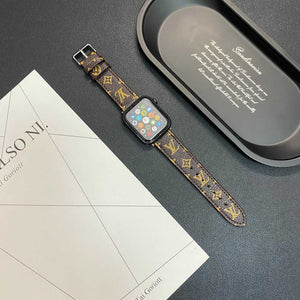 Premium Leather Monogram Apple Watch Band Small Printing-RCLV113 - Runycase