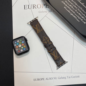 Refined Leather Monogram Apple Watch Band Big Printing-RCLV109 - Runycase