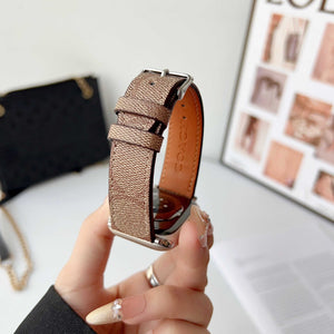 Luxury Leather CH Apple Watch Band Coffee-RCCH106 - Runycase