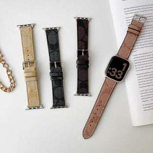 Luxury Leather CH Apple Watch Band Coffee-RCCH106 - Runycase