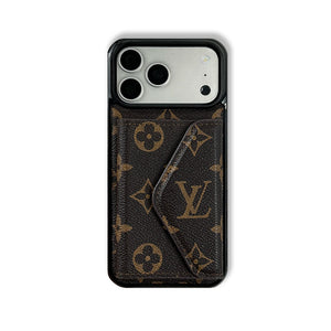 Elegant Leather Monogram iPhone Case With Wallet Big Printing For iPhone 17 Series-RCLV084 - Runycase