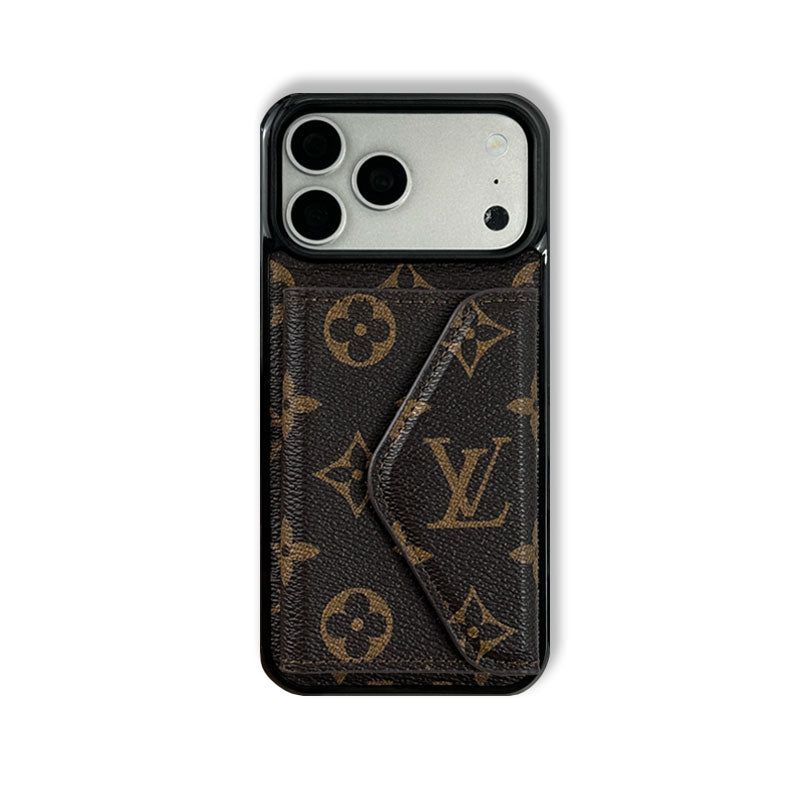 Elegant Leather Monogram iPhone Case With Wallet Big Printing For iPhone 17 Series-RCLV084 - Runycase