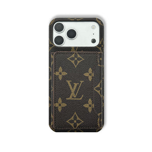 Premium Leather Monogram iPhone Case With Magnetic Wallet Big Printing For iPhone 17 Series-RCLV078 - Runycase
