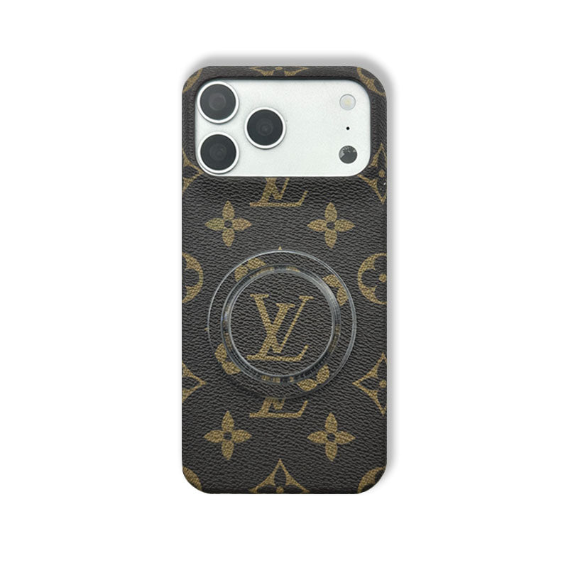 Luxury Leather Monogram iPhone Case With Magnetic Stand Big Printing For iPhone 17 Series-RCLV069 - Runycase